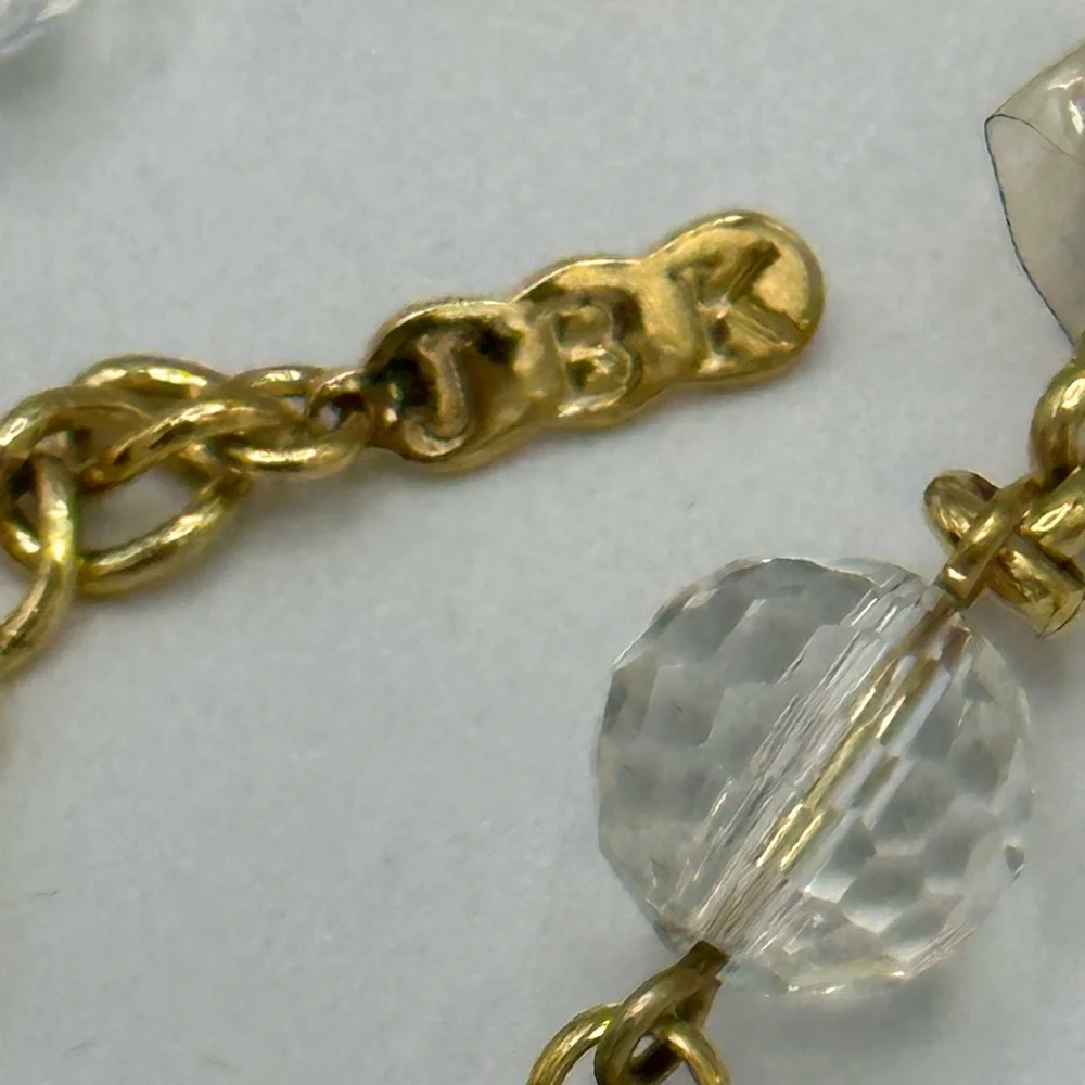 Camrose and Kross Goldtone Faceted Crystal Bezel Set Chain Necklace NIB COA